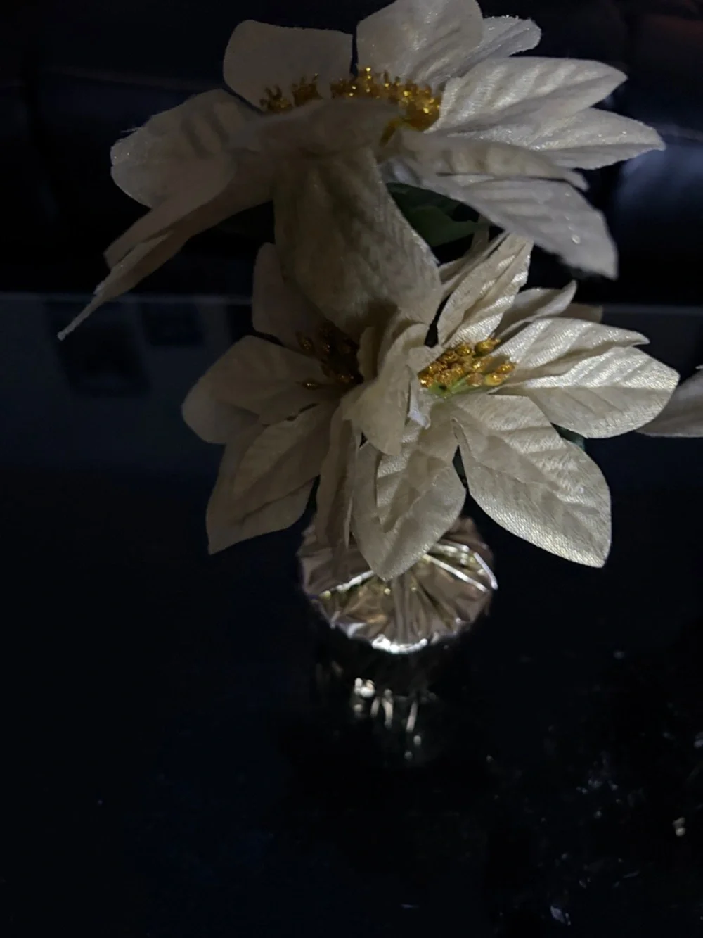 White Poinsettia Artificial Floral Accent - Unbranded